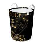 Golden Reiki Print Round Laundry Basket