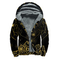 Golden Reiki Print Sherpa Lined Zip Up Hoodie