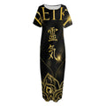 Golden Reiki Print Short Sleeve Long Nightdress