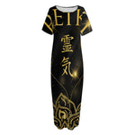 Golden Reiki Print Short Sleeve Long Nightdress
