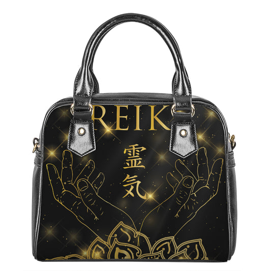 Golden Reiki Print Shoulder Handbag