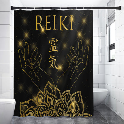 Golden Reiki Print Shower Curtain