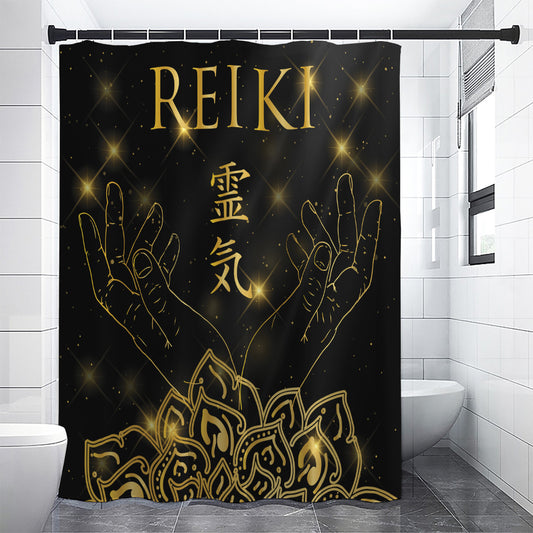 Golden Reiki Print Shower Curtain