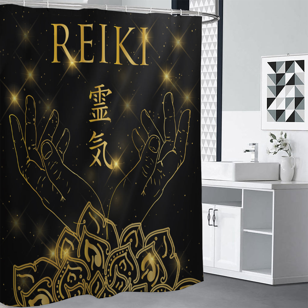 Golden Reiki Print Shower Curtain