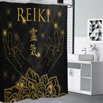 Golden Reiki Print Shower Curtain