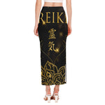 Golden Reiki Print Side Slit Maxi Skirt