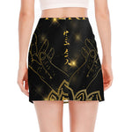 Golden Reiki Print Side Slit Mini Skirt