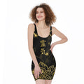 Golden Reiki Print Sleeveless Bodycon Dress