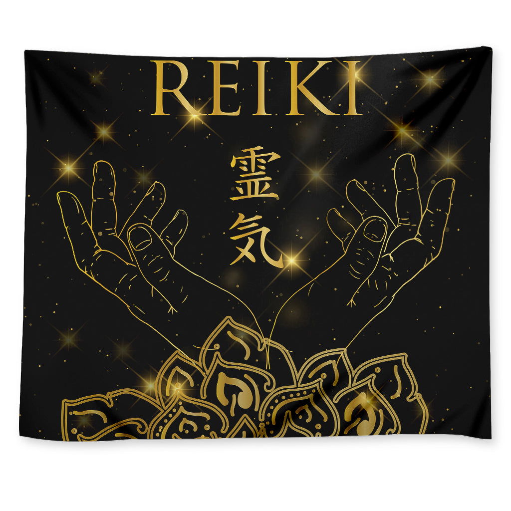 Golden Reiki Print Tapestry