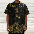 Golden Reiki Print Textured Short Sleeve Shirt