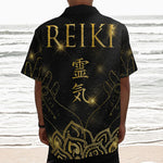 Golden Reiki Print Textured Short Sleeve Shirt