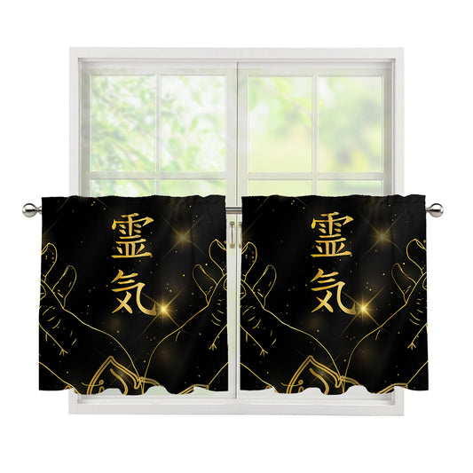 Golden Reiki Print Tier Curtains