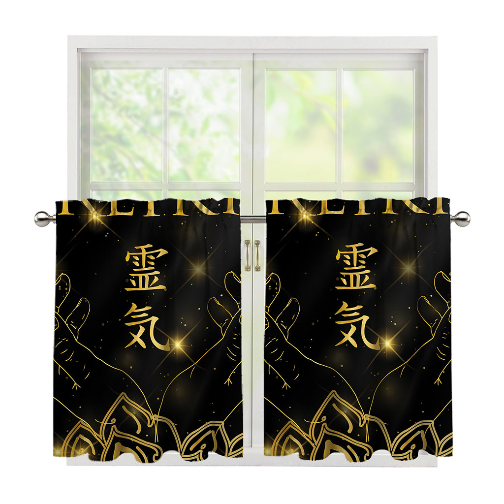 Golden Reiki Print Tier Curtains