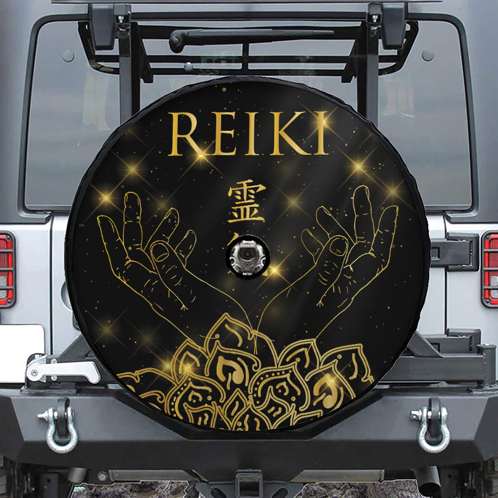 Golden Reiki Print Tire Cover With Camera Hole