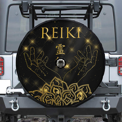 Golden Reiki Print Tire Cover With Camera Hole