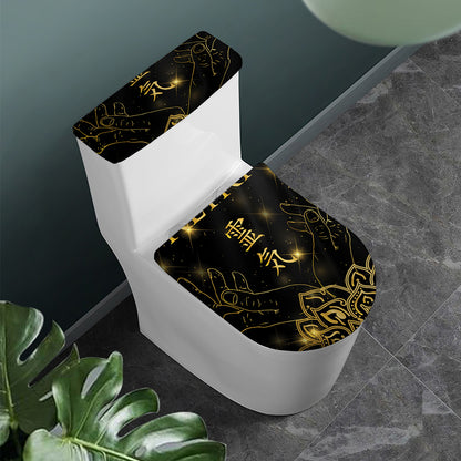 Golden Reiki Print Toilet Lid And Tank Cover Set