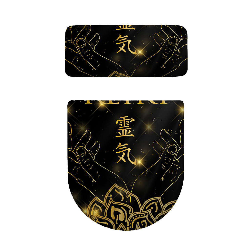Golden Reiki Print Toilet Lid And Tank Cover Set