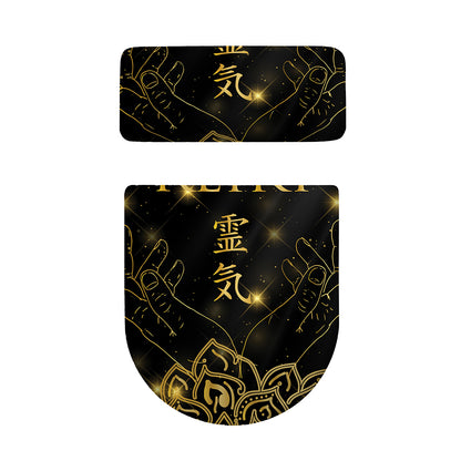 Golden Reiki Print Toilet Lid And Tank Cover Set