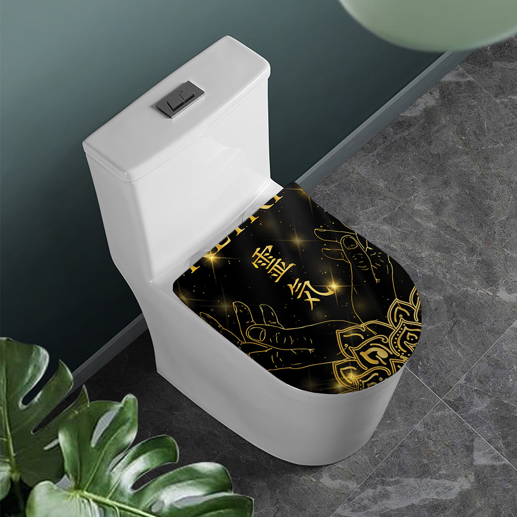 Golden Reiki Print Toilet Lid Cover