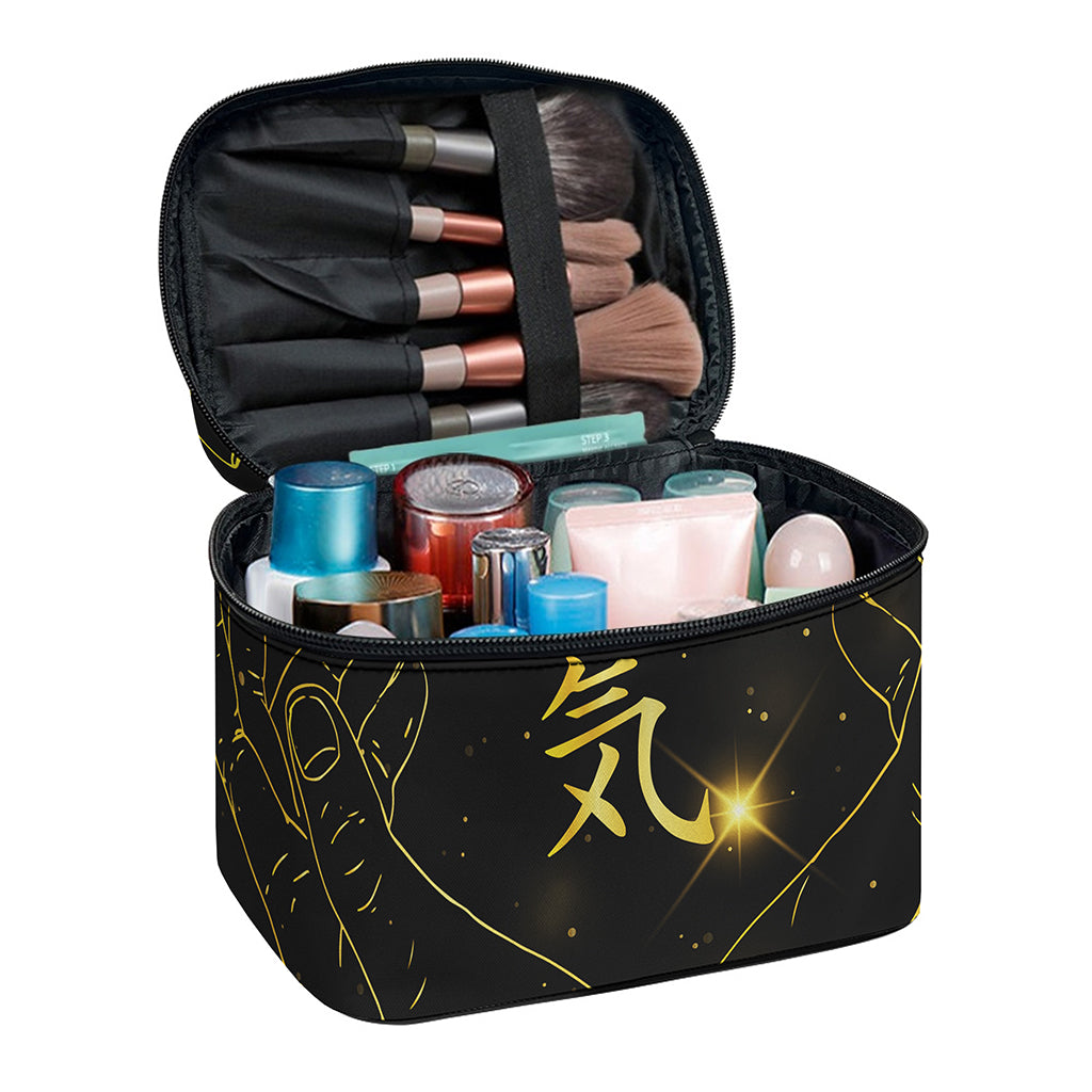 Golden Reiki Print Travel Makeup Bag