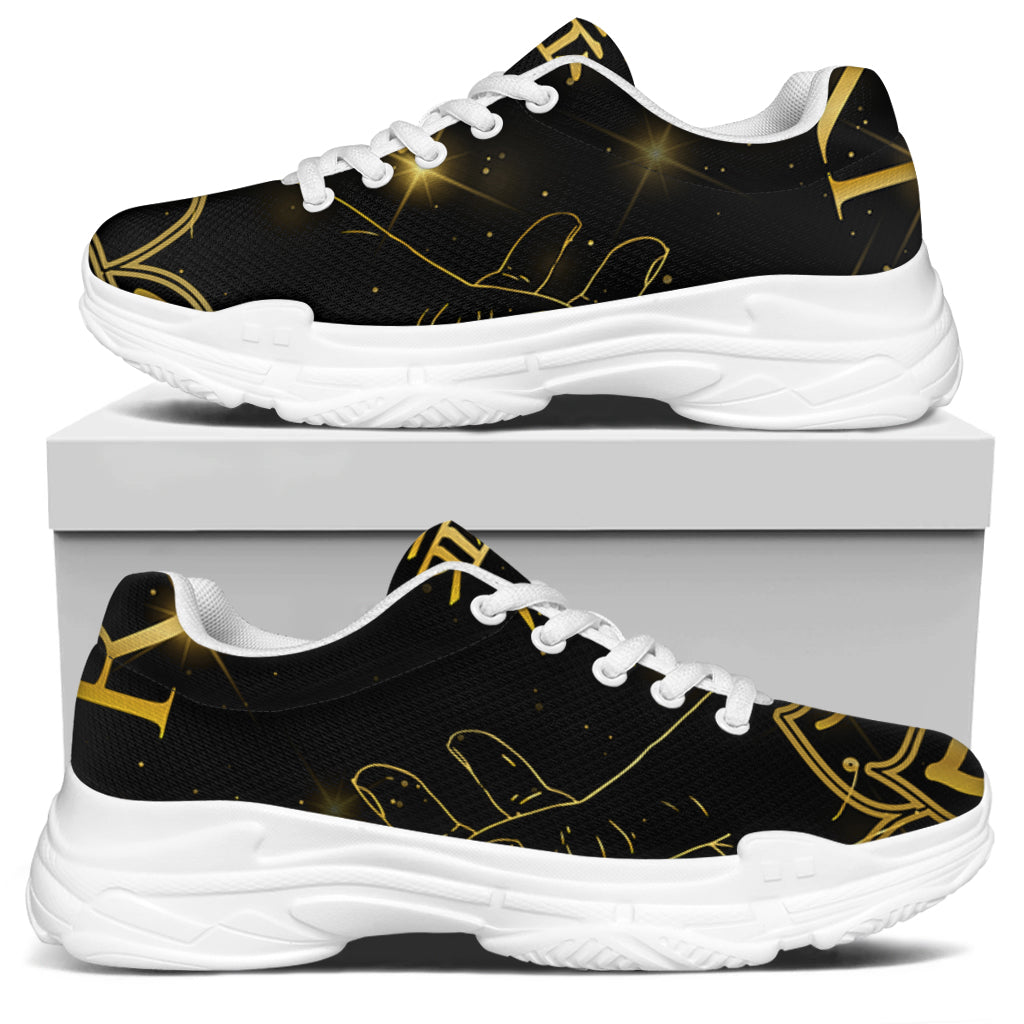 Golden Reiki Print White Chunky Shoes