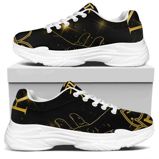 Golden Reiki Print White Chunky Shoes