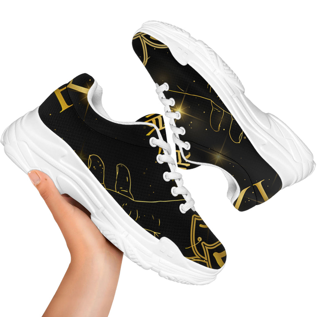 Golden Reiki Print White Chunky Shoes