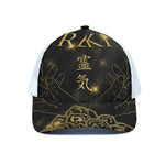 Golden Reiki Print White Mesh Trucker Cap