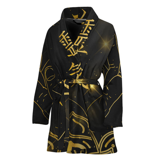 Golden Reiki Print Women's Bathrobe