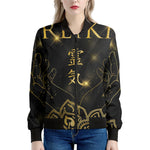 Golden Reiki Print Women's Bomber Jacket