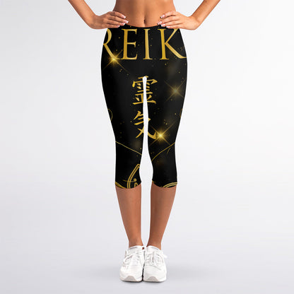 Golden Reiki Print Women's Capri Leggings
