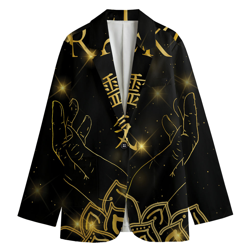 Golden Reiki Print Women's Cotton Blazer