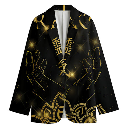 Golden Reiki Print Women's Cotton Blazer