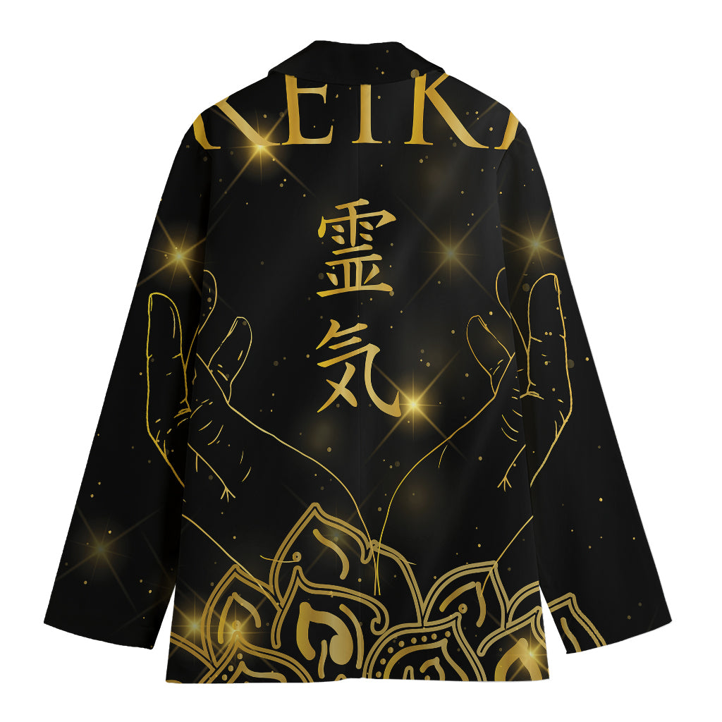 Golden Reiki Print Women's Cotton Blazer