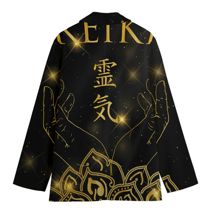 Golden Reiki Print Women's Cotton Blazer