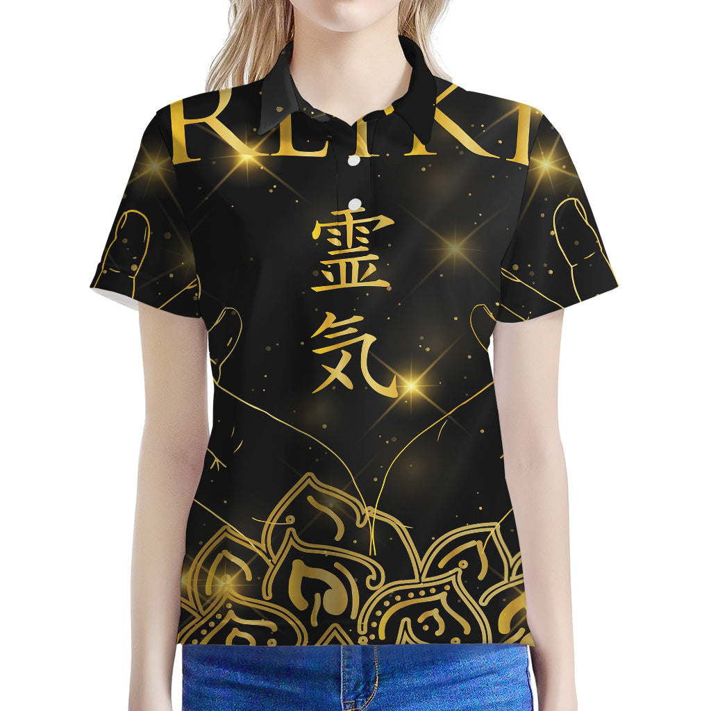 Golden Reiki Print Women's Polo Shirt
