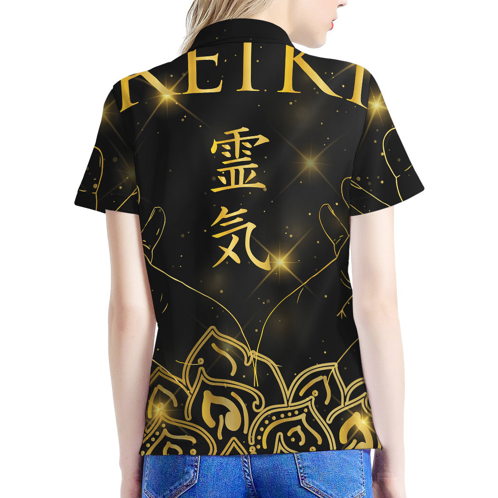 Golden Reiki Print Women's Polo Shirt