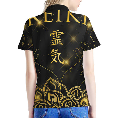 Golden Reiki Print Women's Polo Shirt