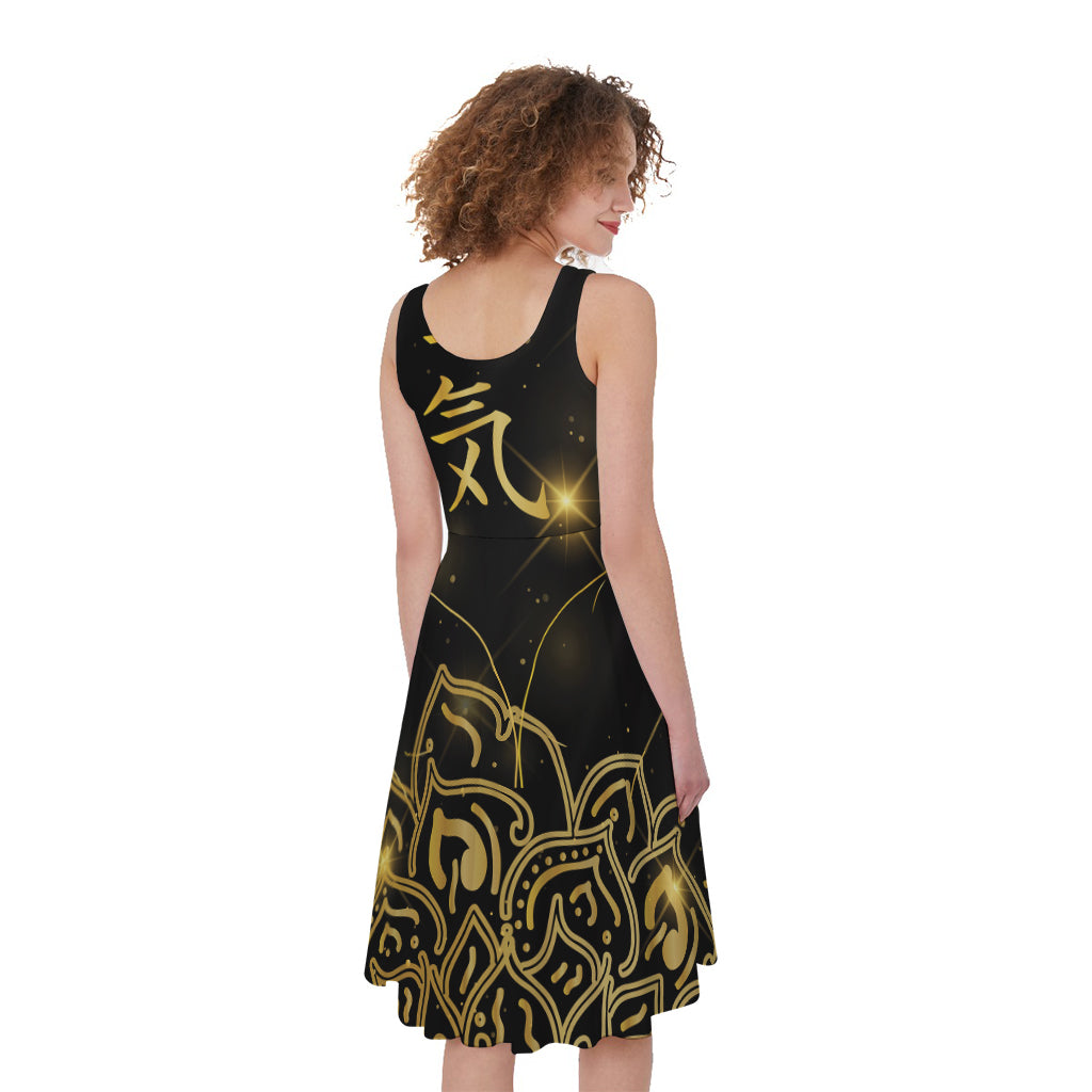 Golden Reiki Print Women's Sleeveless Dress