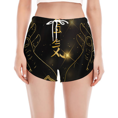 Golden Reiki Print Women's Split Running Shorts