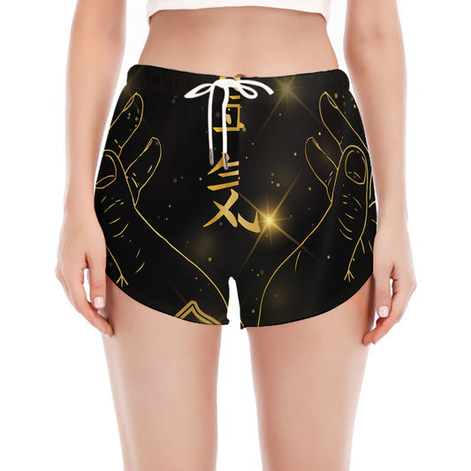 Golden Reiki Print Women's Split Running Shorts