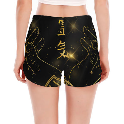 Golden Reiki Print Women's Split Running Shorts