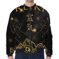 Golden Reiki Print Zip Sleeve Bomber Jacket
