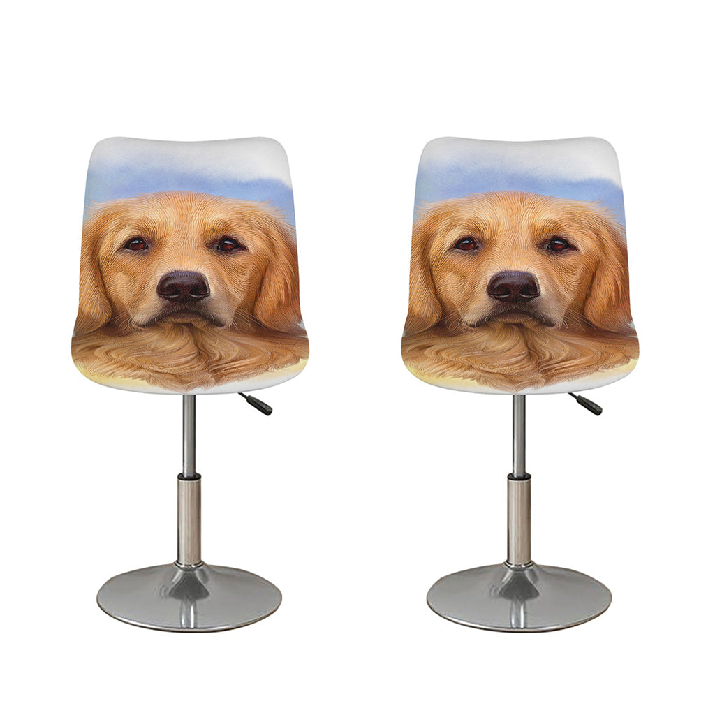 Golden Retriever Portrait Print Bar Stool Covers