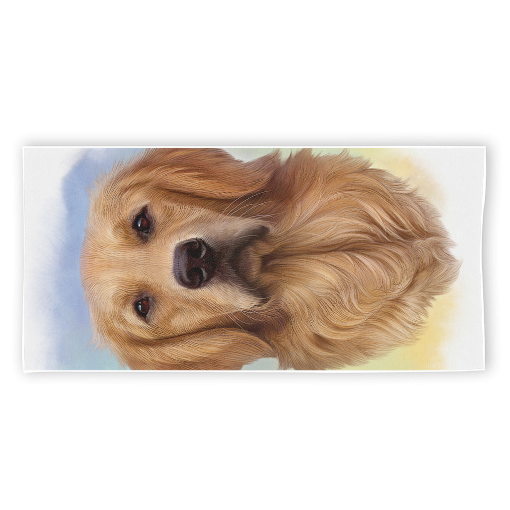 Golden Retriever Portrait Print Beach Towel