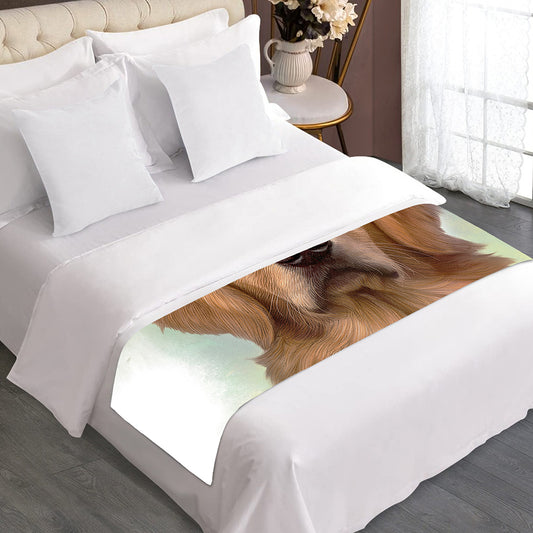 Golden Retriever Portrait Print Bed Runner