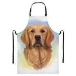 Golden Retriever Portrait Print Bib Apron With Pocket