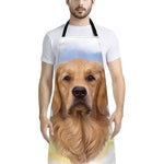 Golden Retriever Portrait Print Bib Apron With Pocket