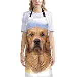 Golden Retriever Portrait Print Bib Apron With Pocket