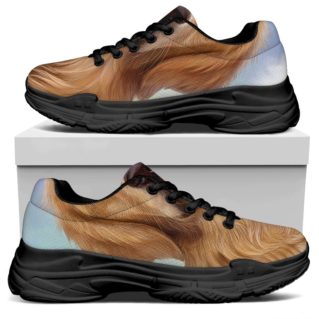 Golden Retriever Portrait Print Black Chunky Shoes